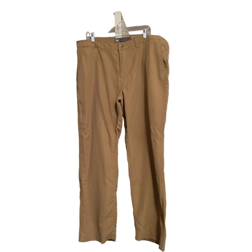 REI Mens Brown Straight-Leg Pleated Chino Pants Size 40